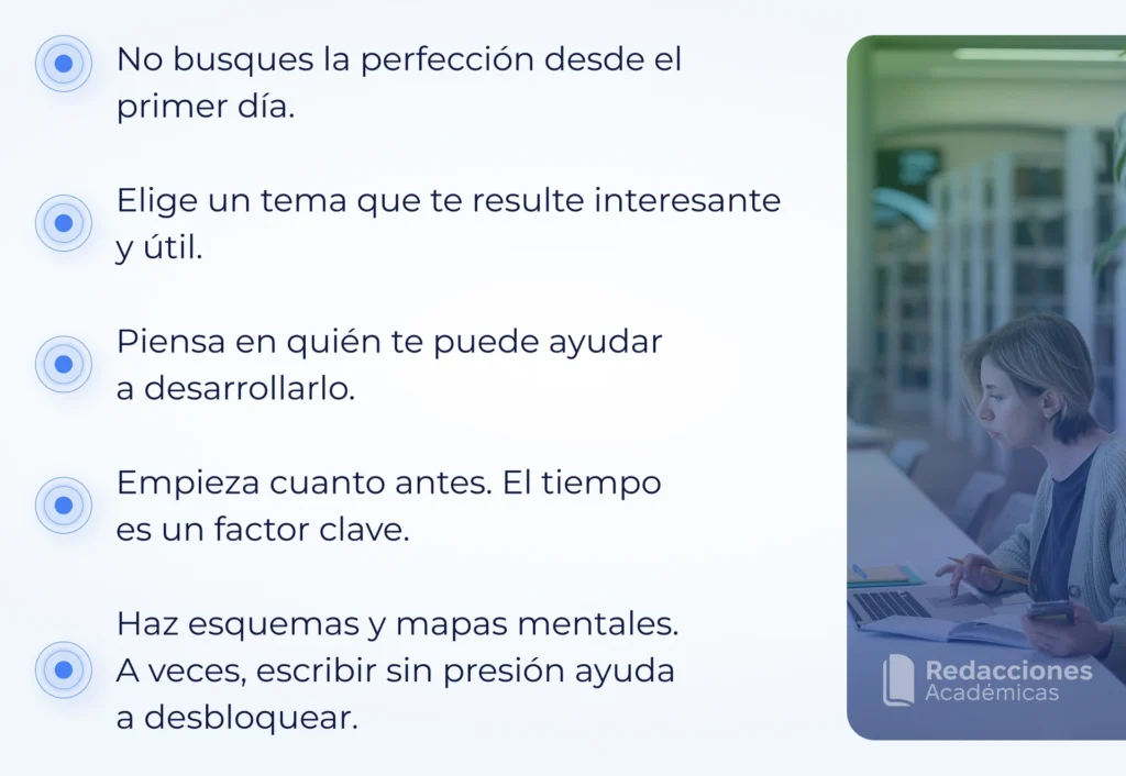 Lista de razones que explican la dificultad para elegir el tema del TFG.